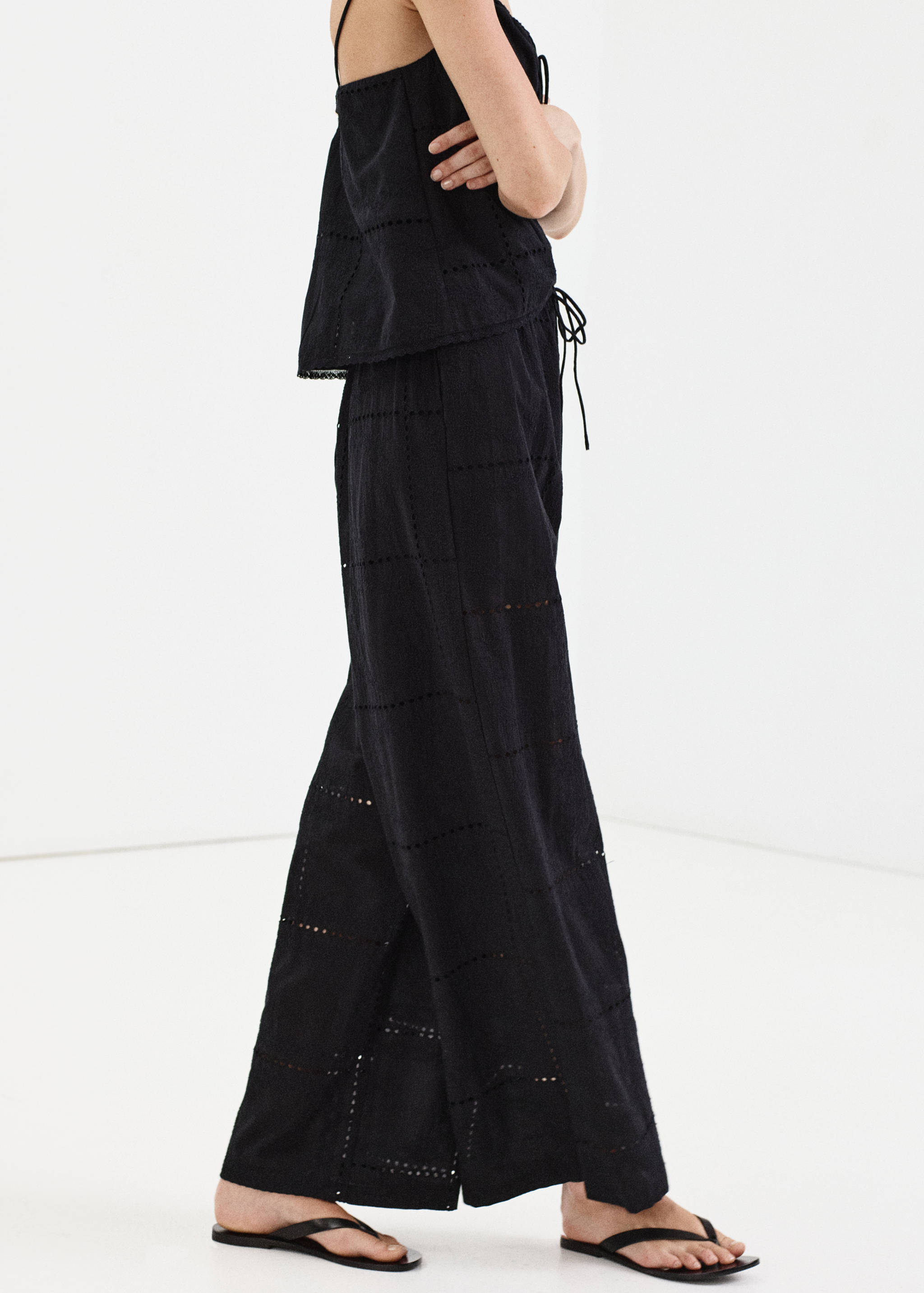 Broderie anglaise cotton trousers - Medium plane