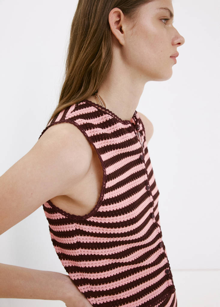 Striped knit top — Pastel Pink