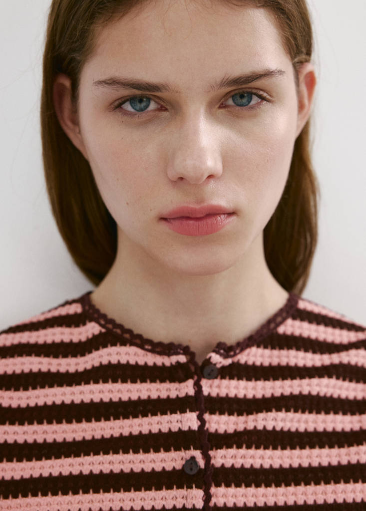 Striped knit top — Pastel Pink