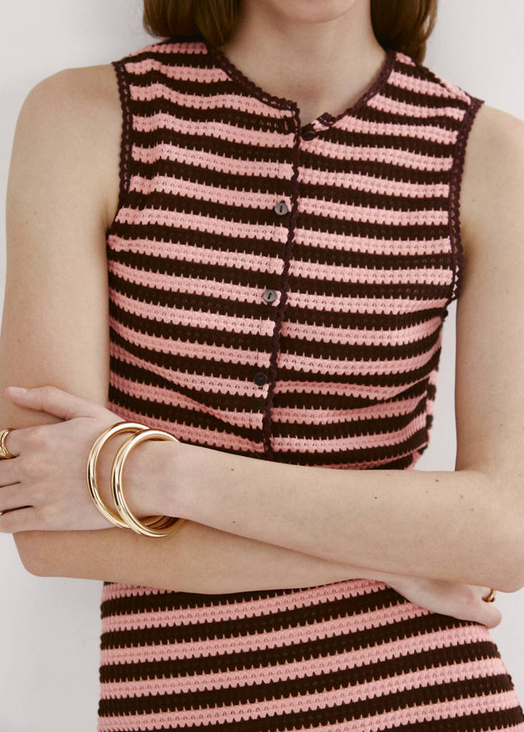 Striped knit top — Pastel Pink