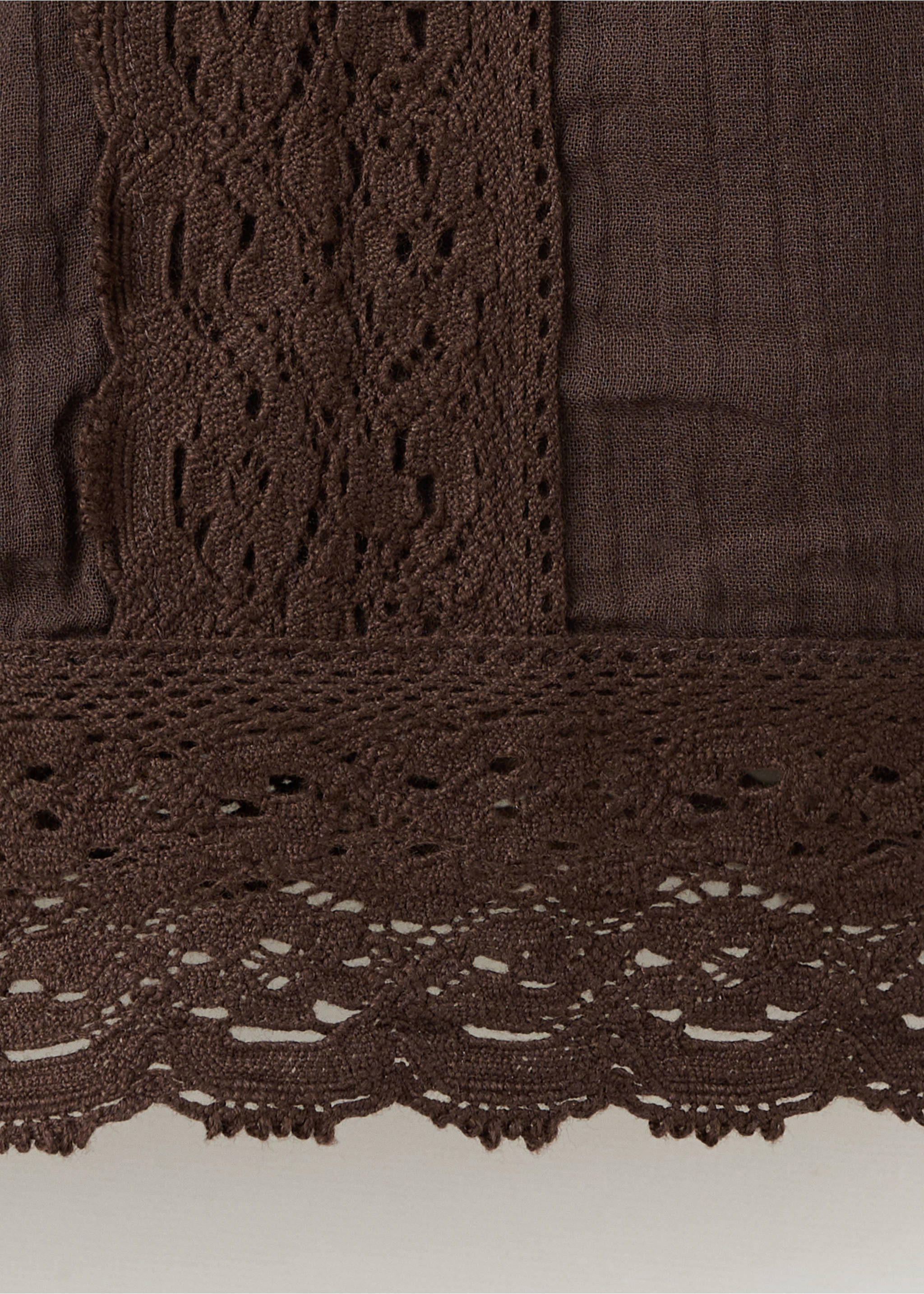 Katoenen blouse met kant - Detail van het artikel 0, Bruin. Ref: 37091382-00.