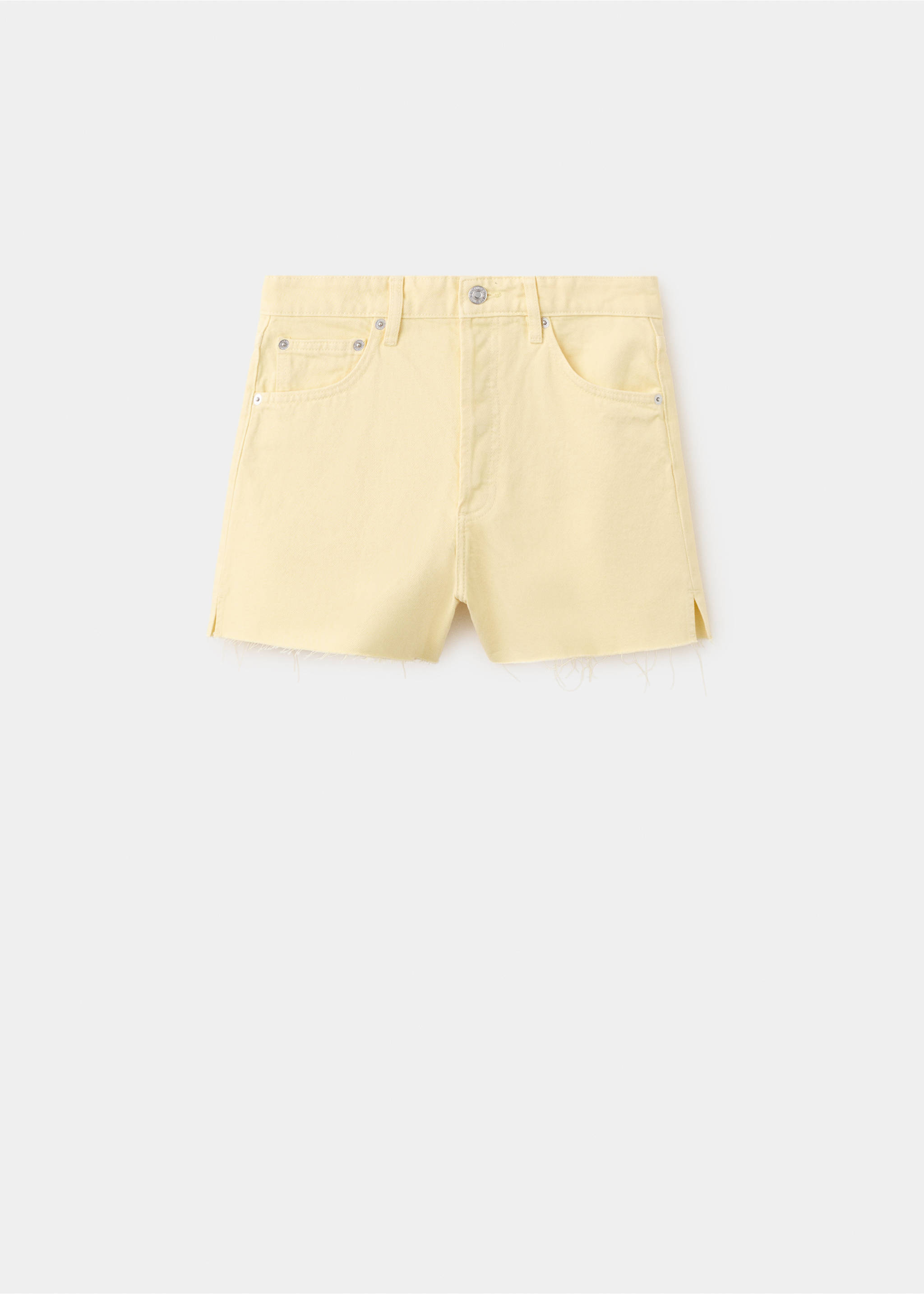 Short en jean revers effilochés - Article sans modèle, Jaune pastel. Ref: 37091385-00.