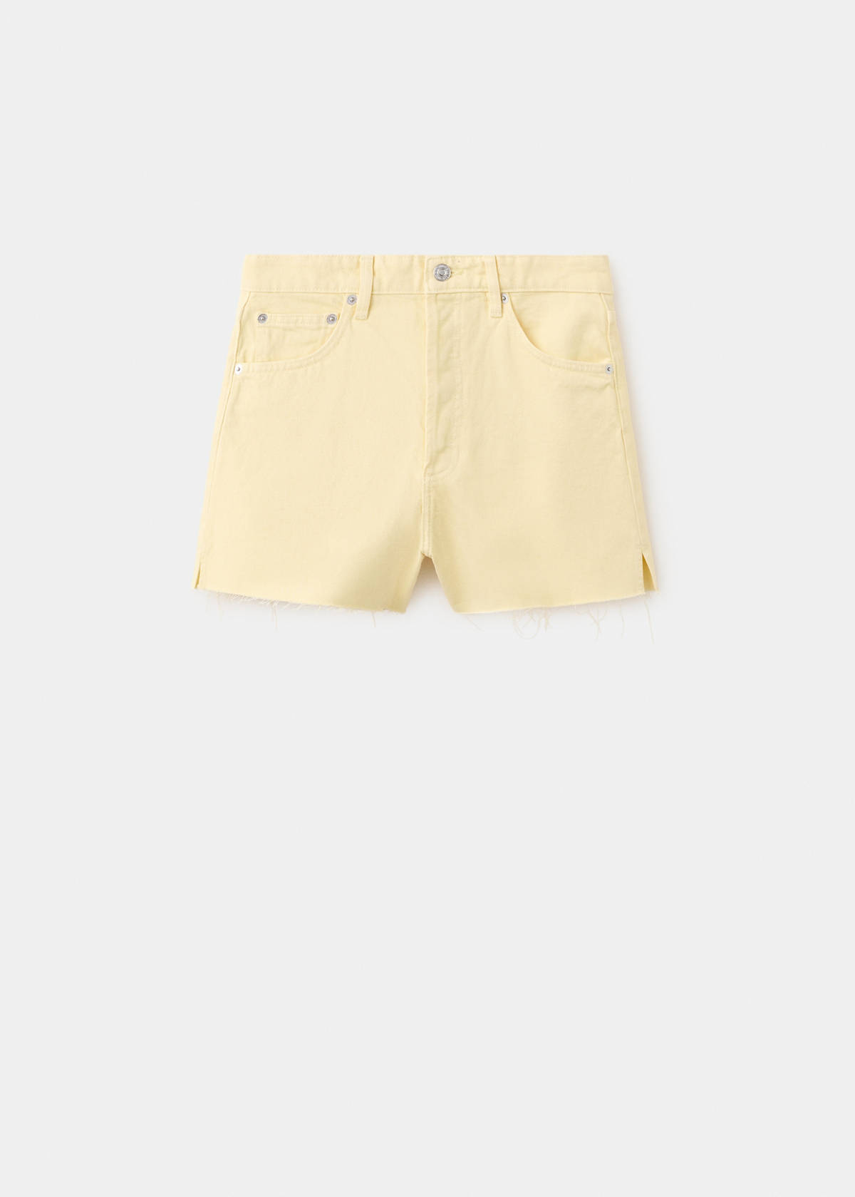 Denim shorts with frayed hem — Pastel Yellow