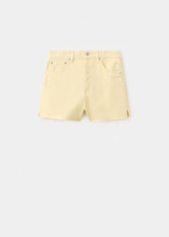 Denim shorts with frayed hem — Pastel Yellow 6