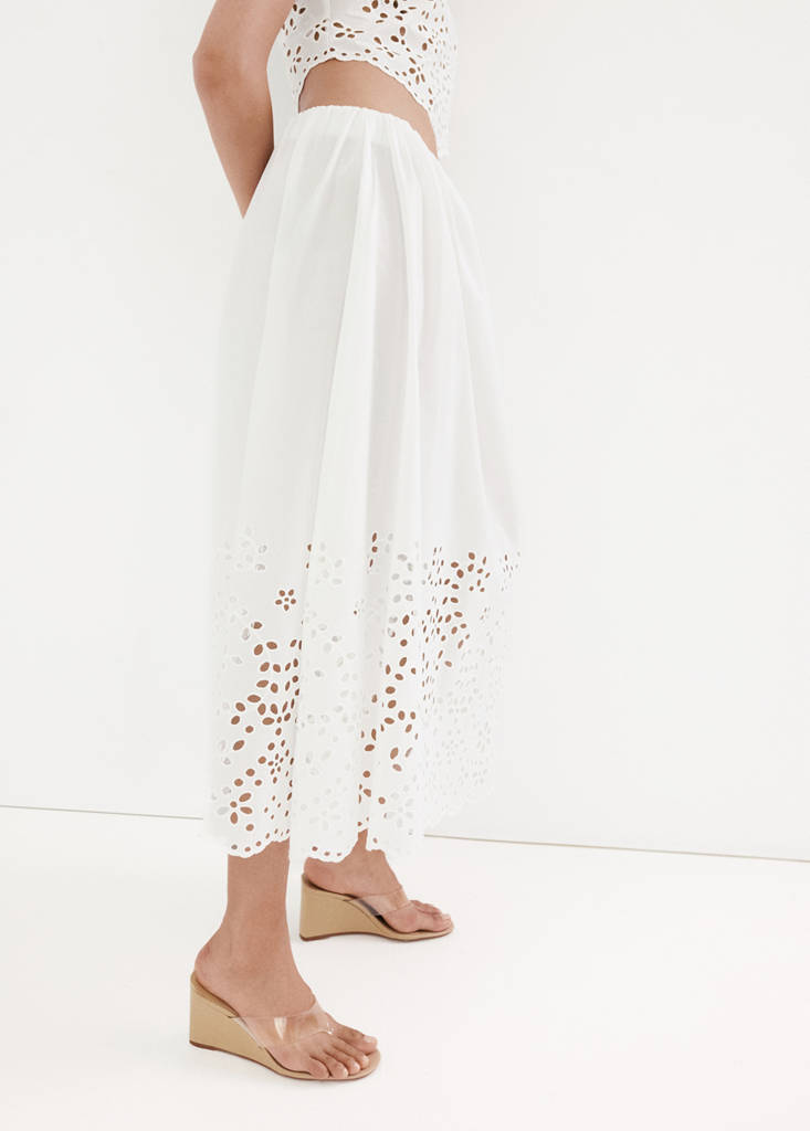 Midi skirt with embroidered details — Off White