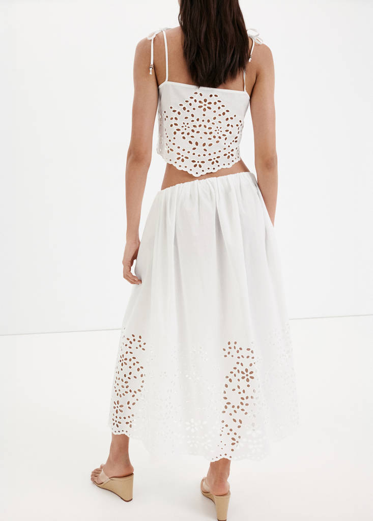 Midi skirt with embroidered details — Off White