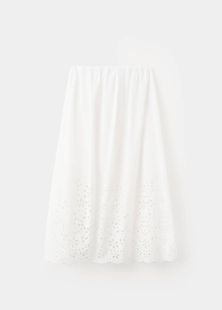 Midi skirt with embroidered details — Off White