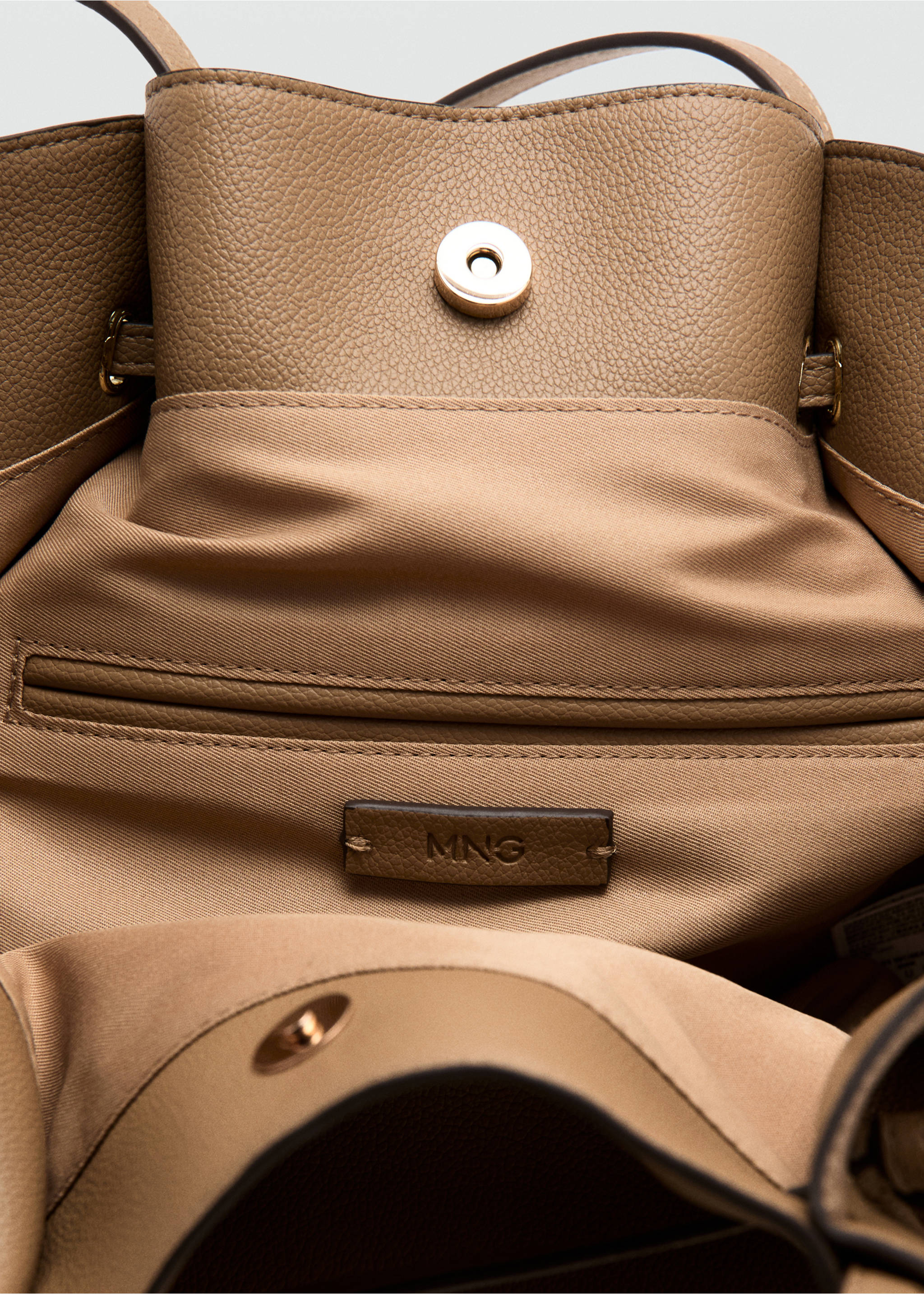 Bolso grande hombro efecto piel - Detalle del artículo 3, Marrón medio. Ref: 37091387-00.