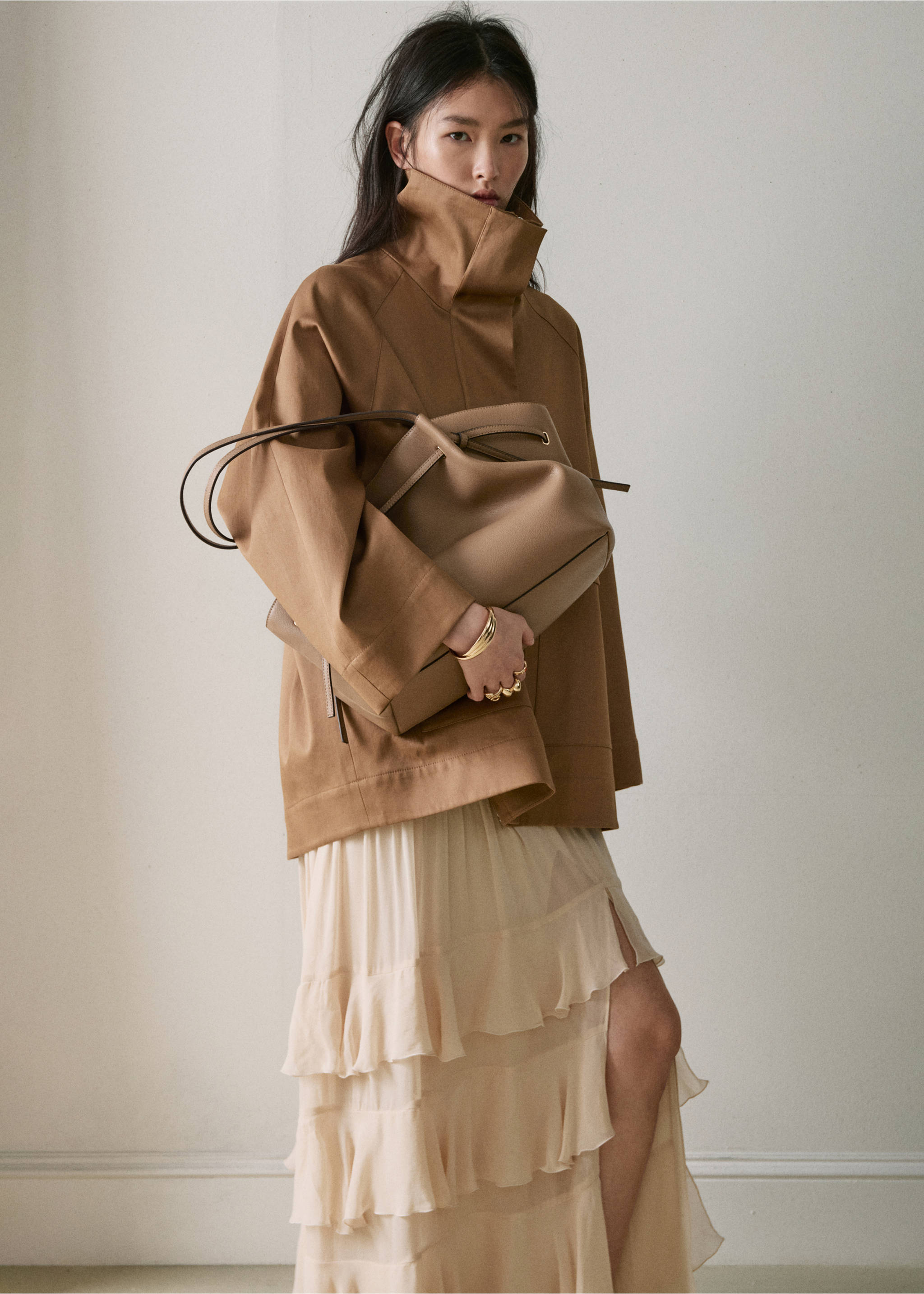 Bolso grande hombro efecto piel - Detalle del artículo 9, Marrón medio. Ref: 37091387-00.