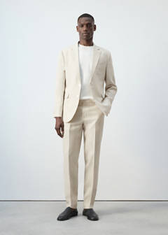 Amalfi slim fit suit trousers — Ecru 2
