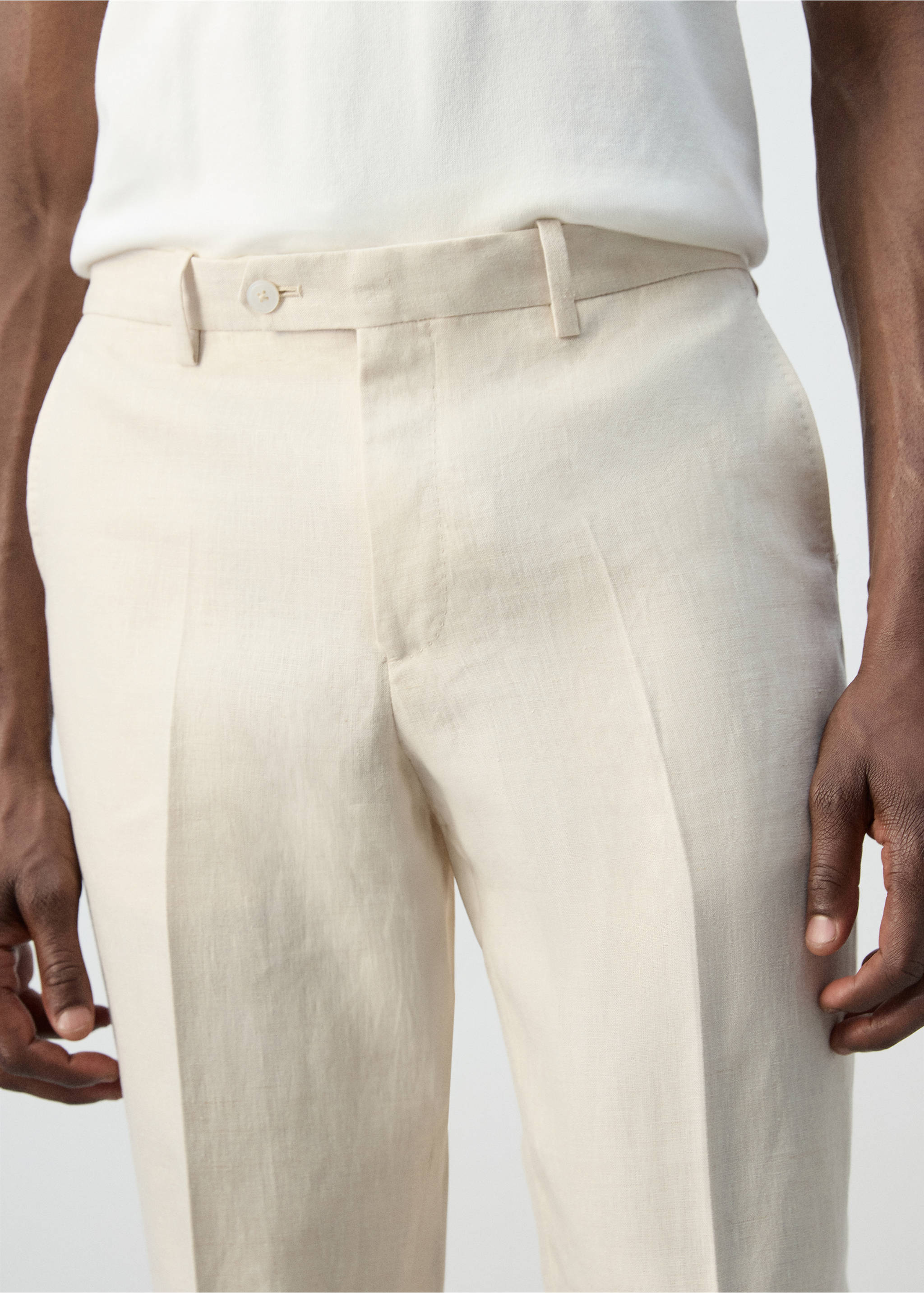 Pantalon costume Amalfi 100 % lin slim-fit - Détail de l'article 3, Écru. Ref: 37091389-02.