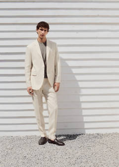 Amalfi slim fit suit trousers — Ecru 8