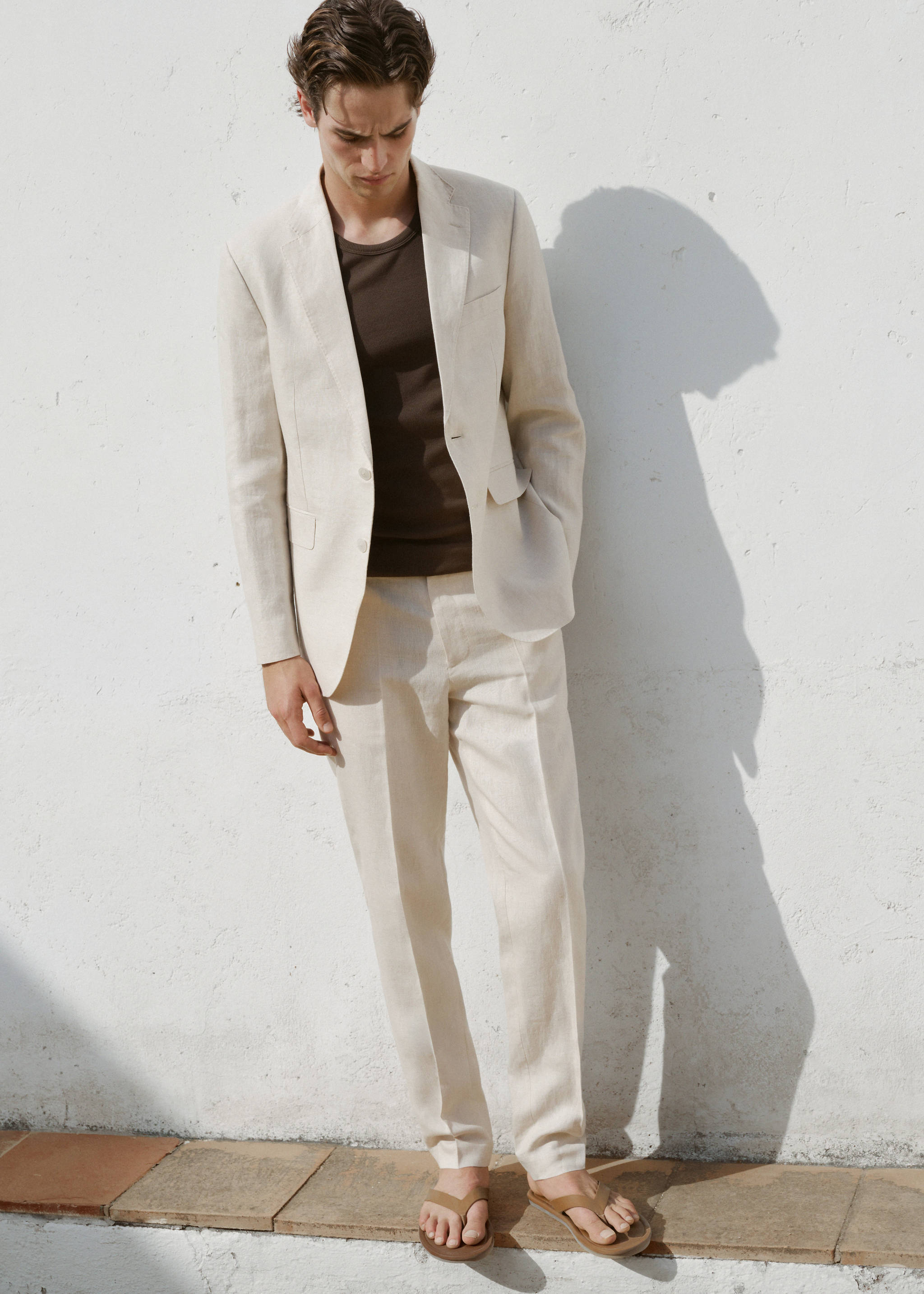 Amalfi 100% linen slim-fit suit trousers - Details of the article 8