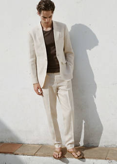 Amalfi slim fit suit trousers — Ecru 10