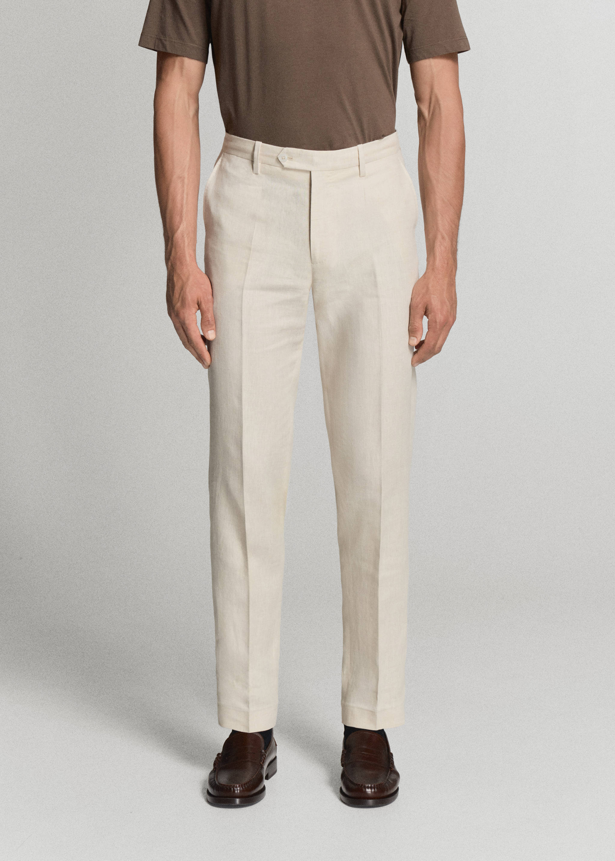 Amalfi 100% linen slim-fit suit trousers - Medium plane
