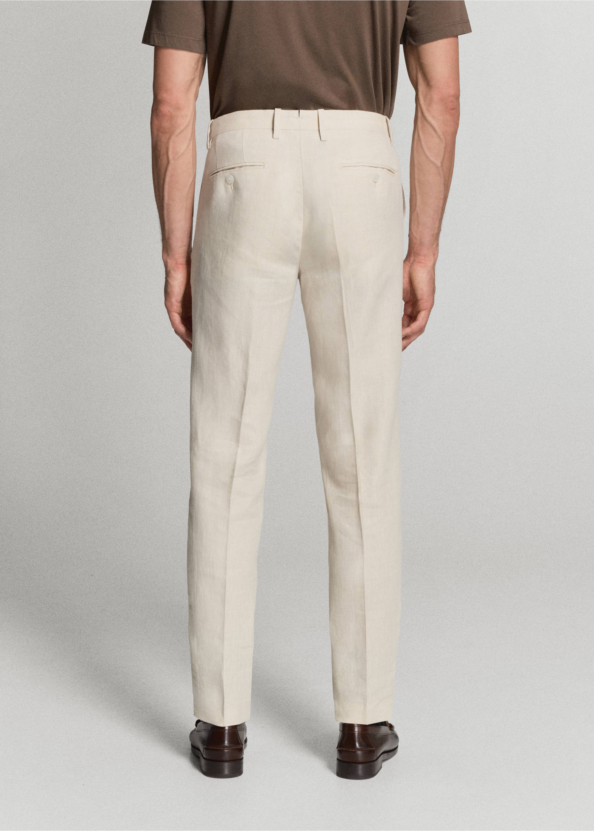 Pantalon costume Amalfi 100 % lin slim-fit - Verso de l’article, Écru. Ref: 37091389-01.