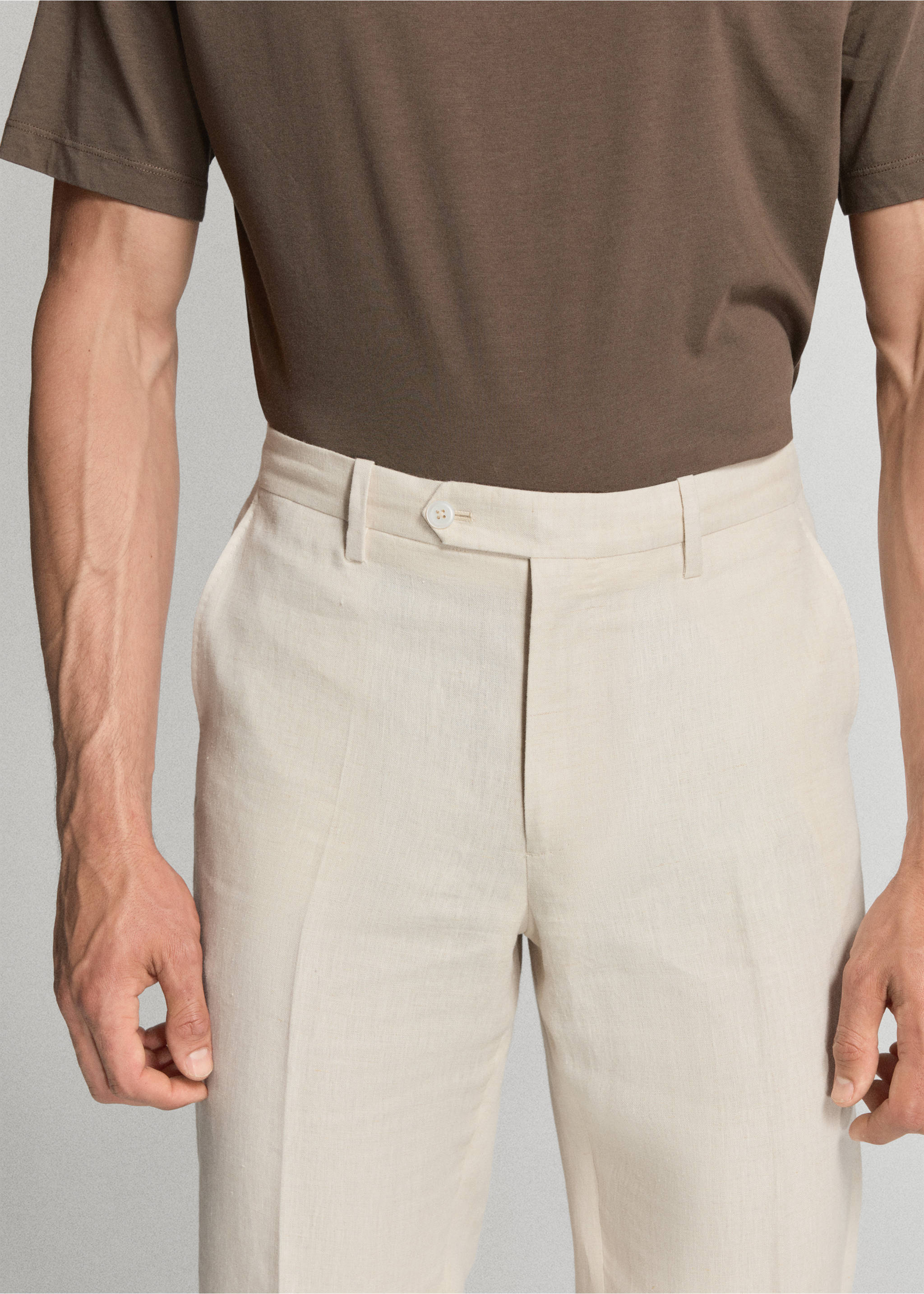 Pantalon costume Amalfi 100 % lin slim-fit - Détail de l'article 1, Écru. Ref: 37091389-01.