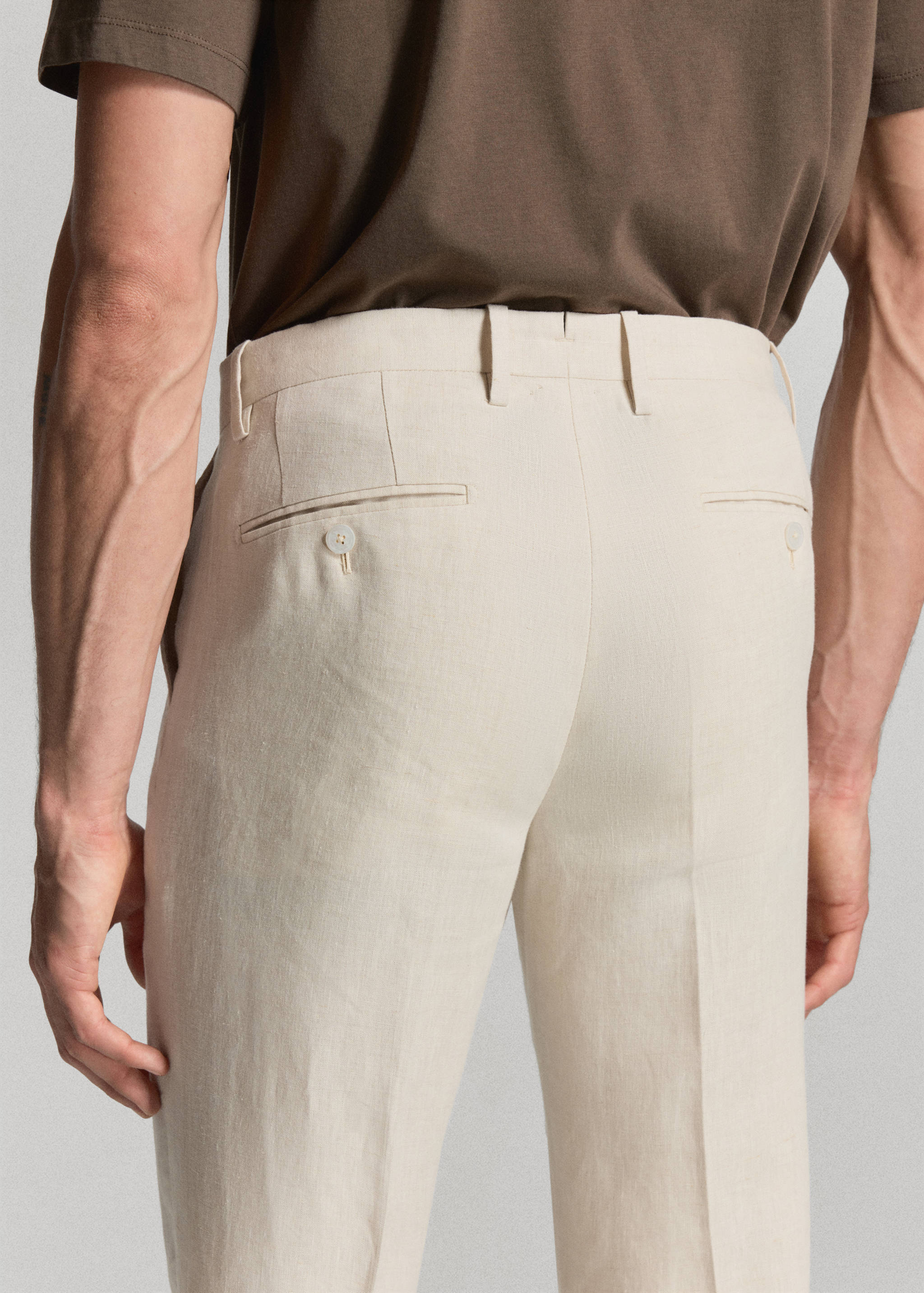 Amalfi 100% linen slim-fit suit trousers - Details of the article 4