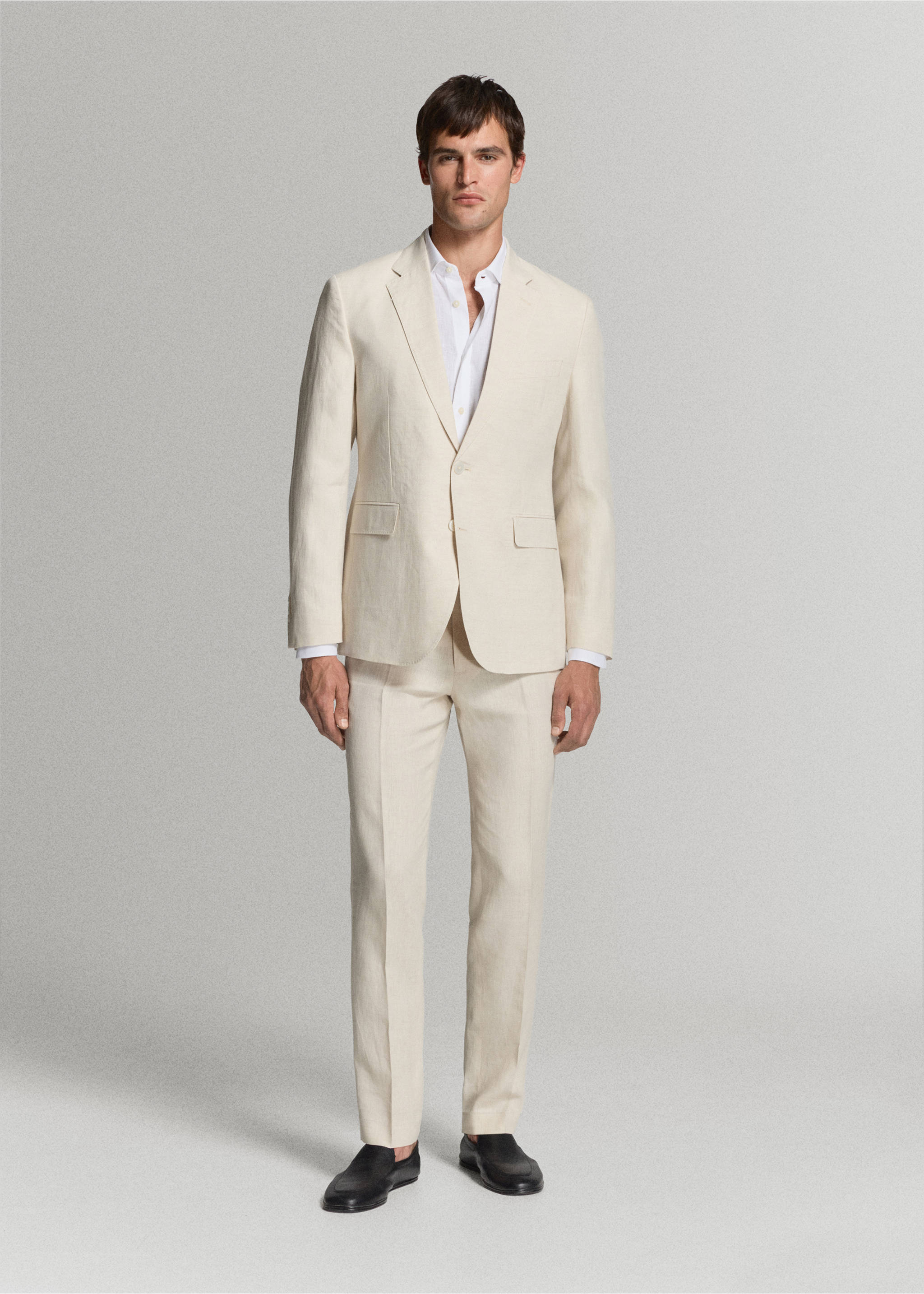 Amalfi 100% linen slim-fit suit trousers - General plane, Ecru. Ref: 37091389-02.