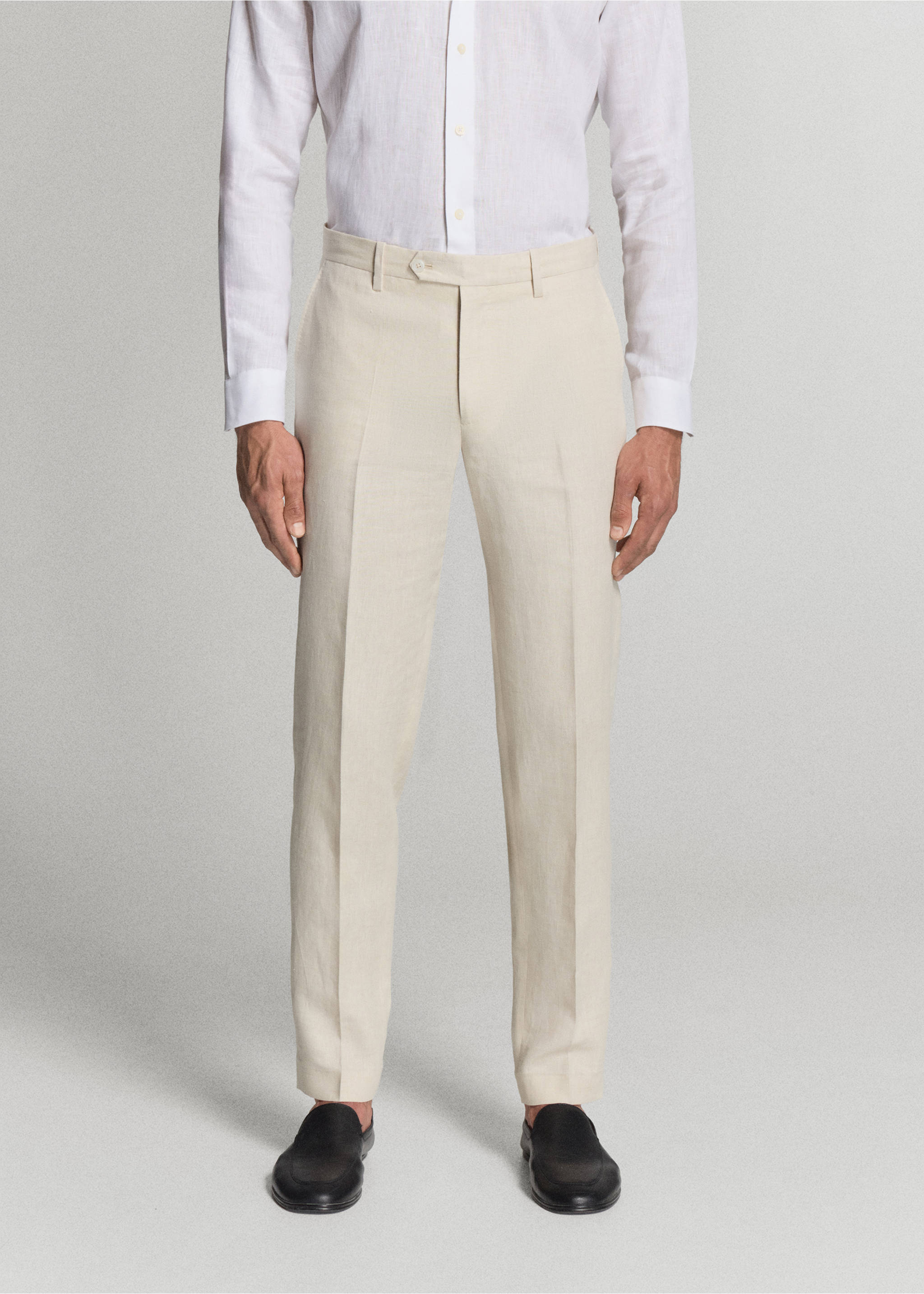 Amalfi 100% linen slim-fit suit trousers - Medium plane, Ecru. Ref: 37091389-02.