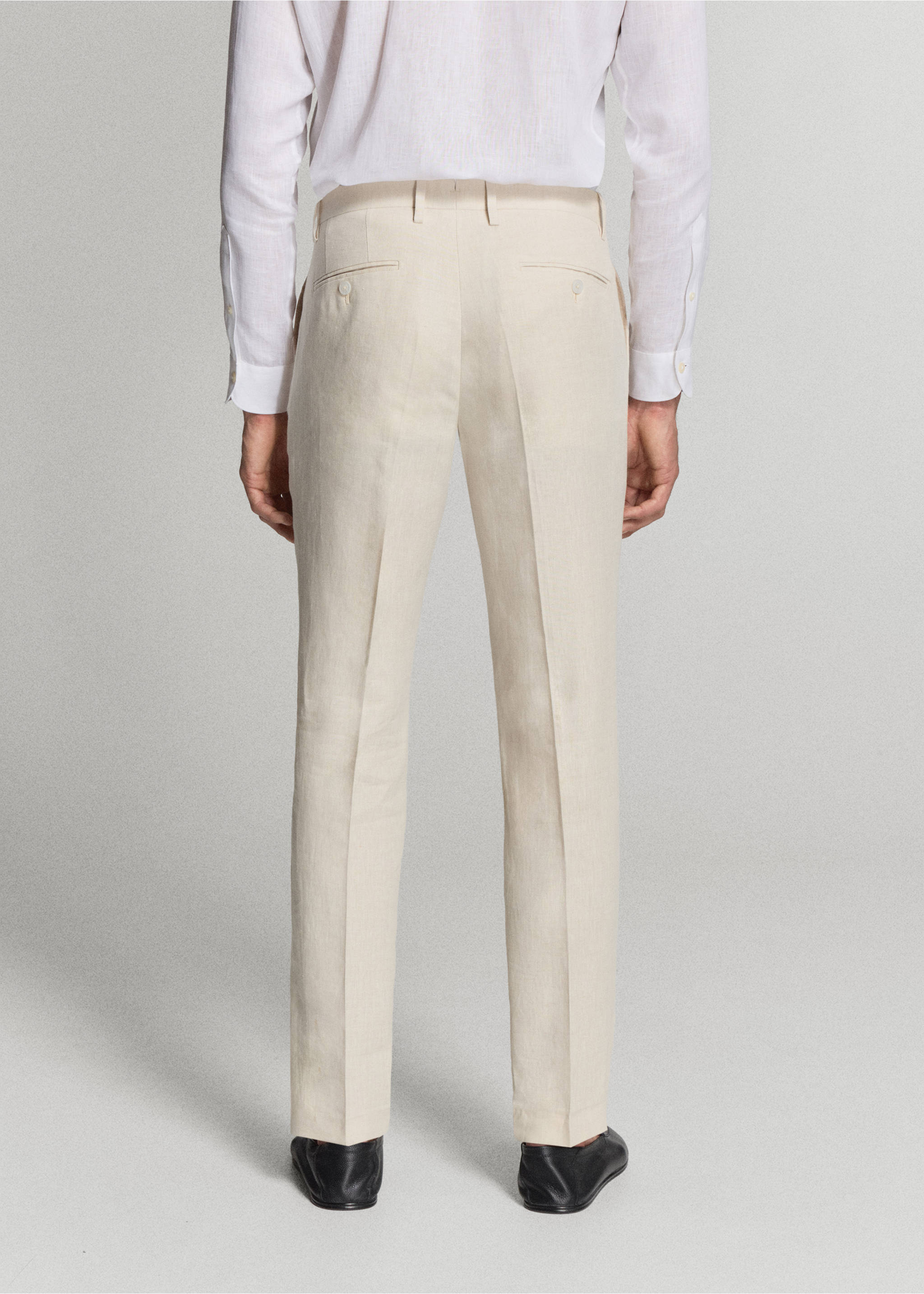 Amalfi 100% linen slim-fit suit trousers - Reverse of the article, Ecru. Ref: 37091389-02.