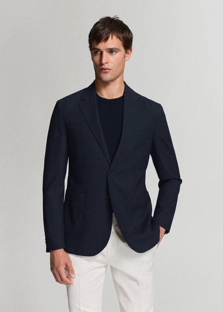 Slim-fit jacket with pockets — Navy