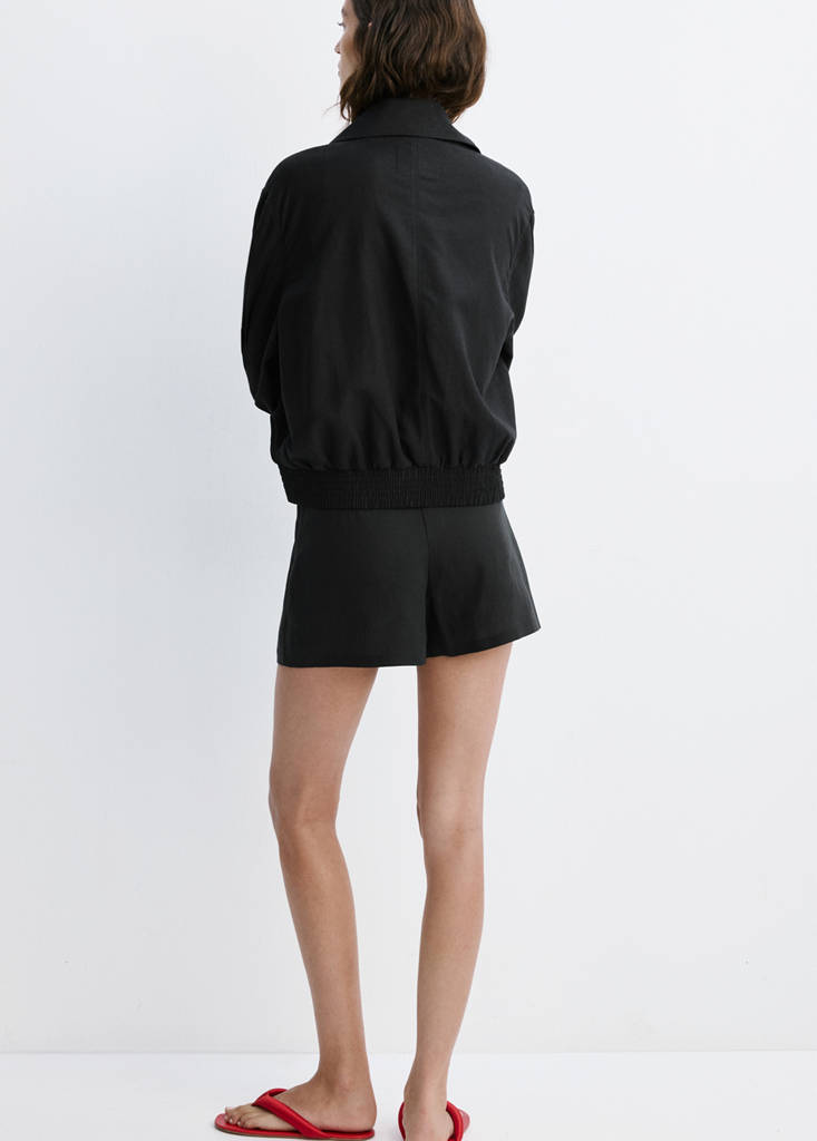 Funnel-neck bomber jacket — Black