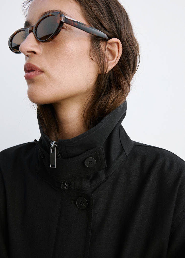Funnel-neck bomber jacket — Black