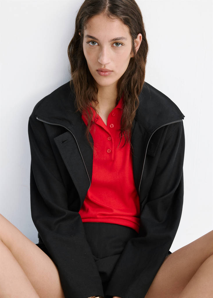 Funnel-neck bomber jacket — Black