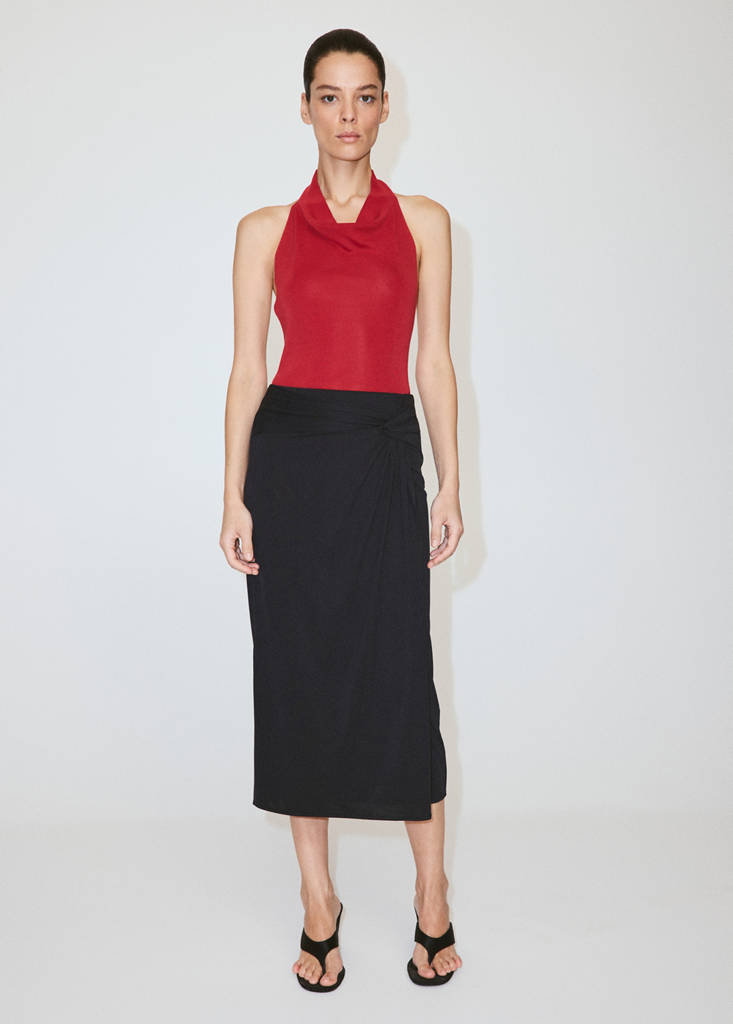 Ruched fitted skirt — Charcoal