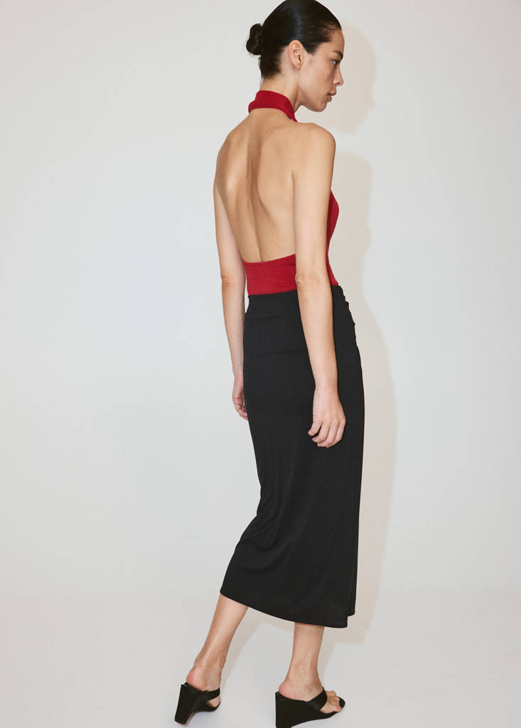 Ruched fitted skirt — Charcoal