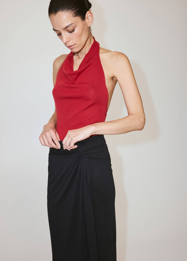 Ruched fitted skirt — Charcoal
