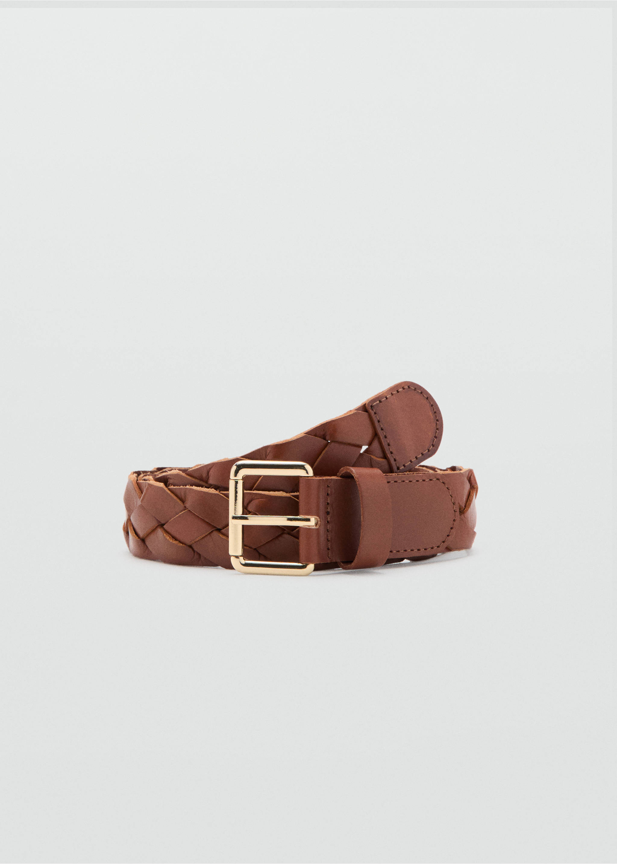 Braided leather belt - Article without model, Brown. Ref: 37091393-00.