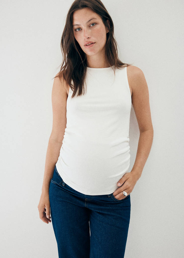 Ruched detail top — White