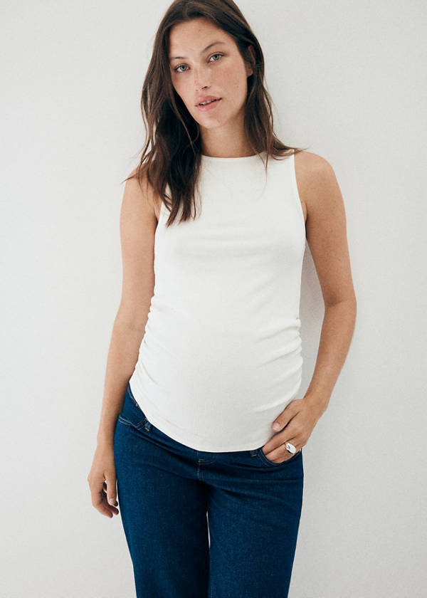 Ruched detail top — White