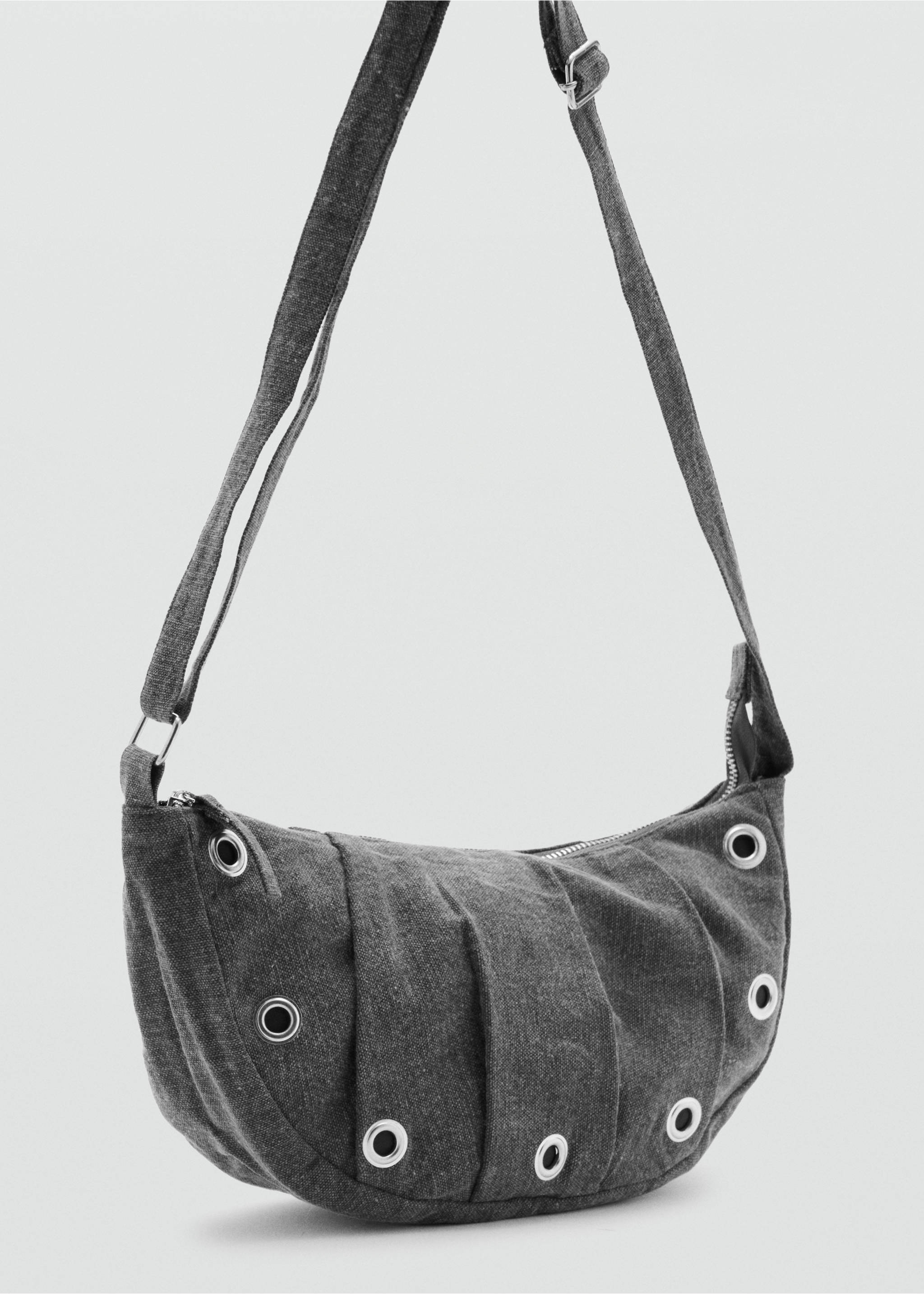 Bolso bandolera eyelets - Plano medio, Gris. Ref: 37091395-00.