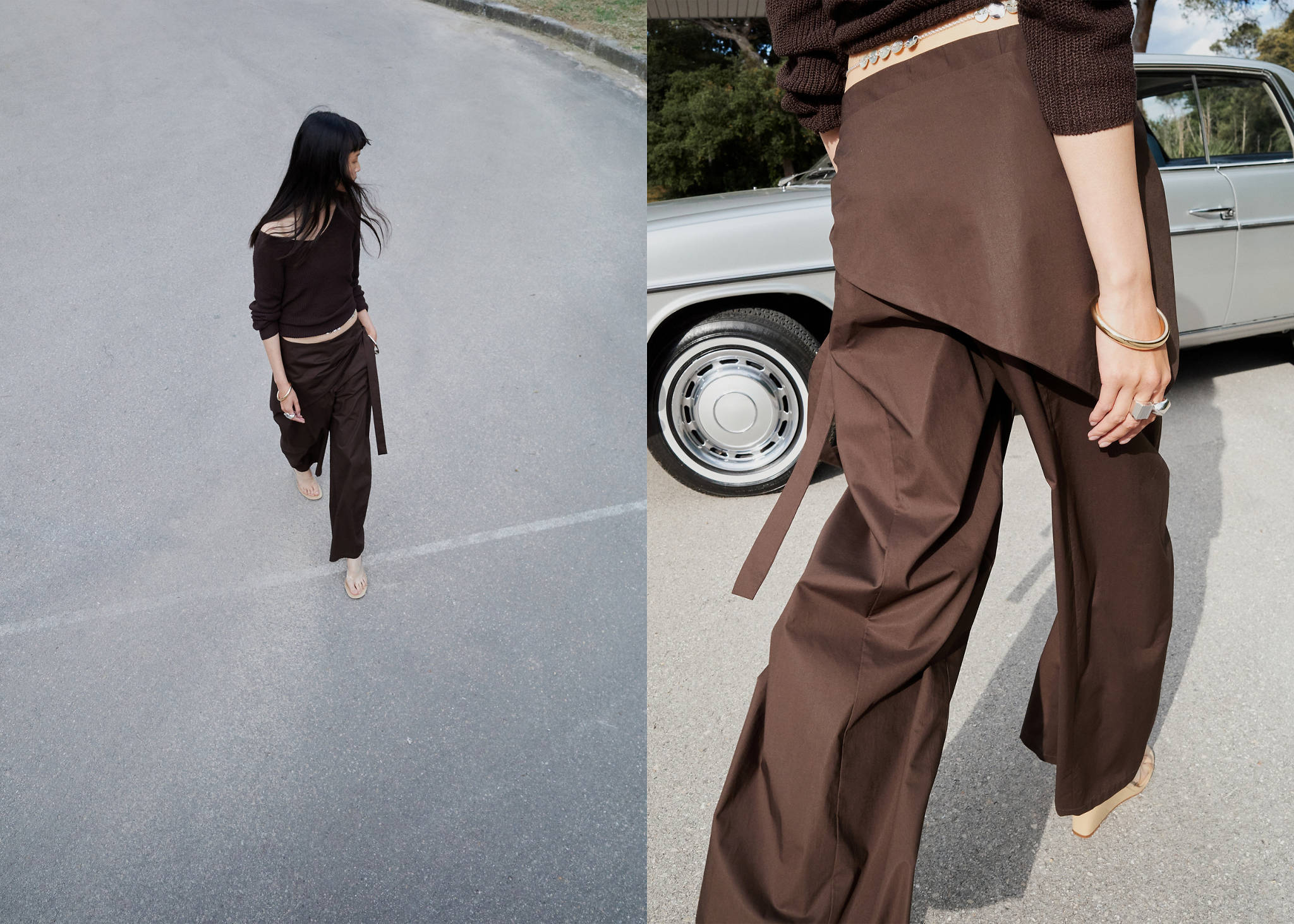 Straight-leg trousers with detachable scarf - Panoramic plane