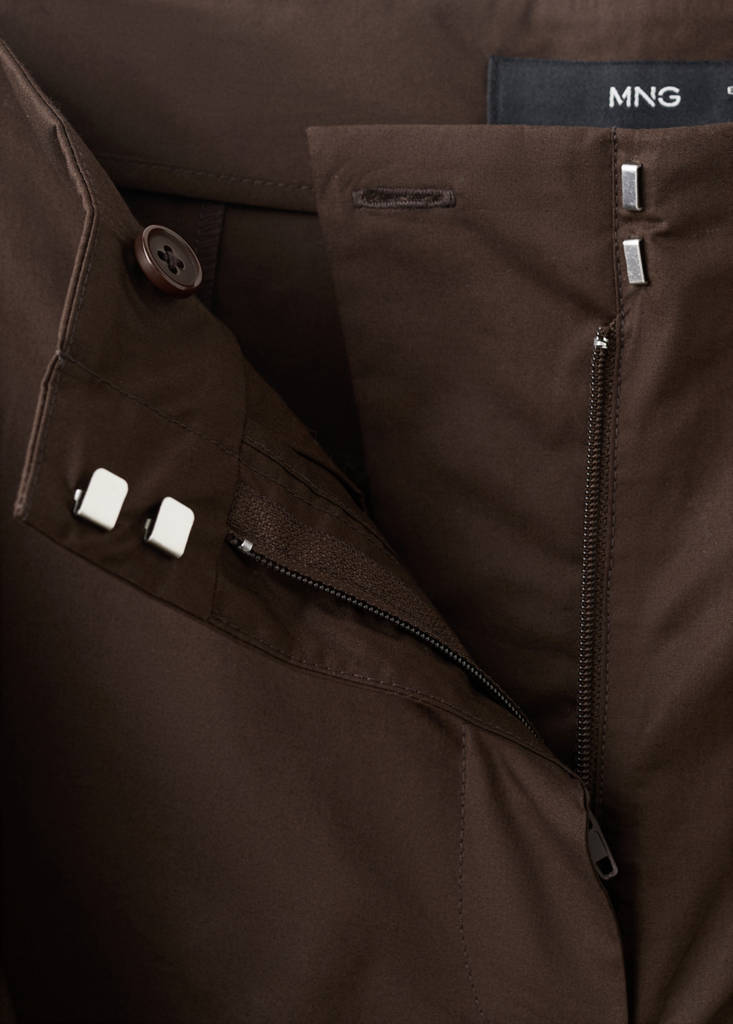 Straight-leg trousers with detachable scarf — Chocolate