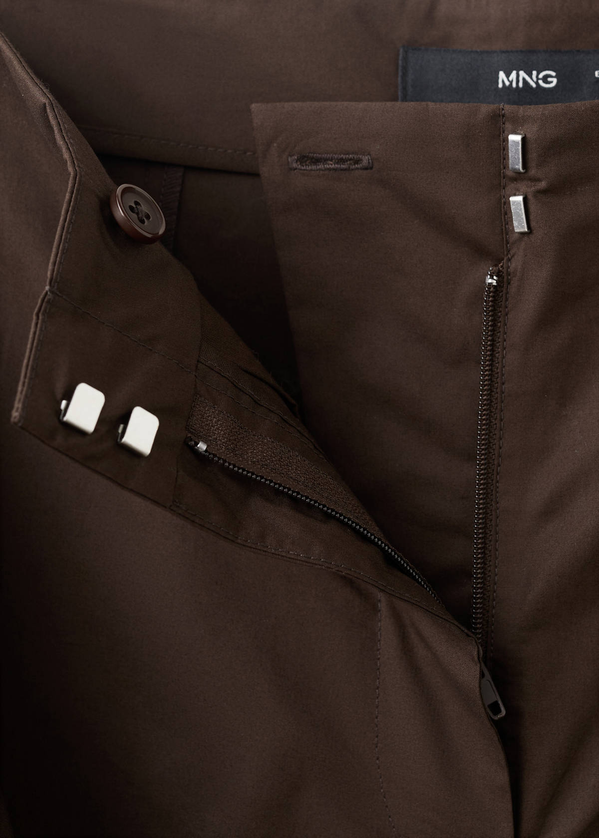 Straight-leg trousers with detachable scarf — Chocolate