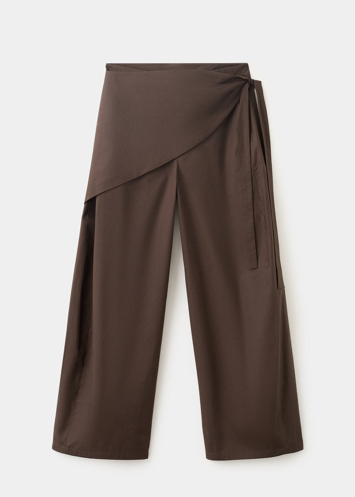 Straight-leg trousers with detachable scarf — Chocolate