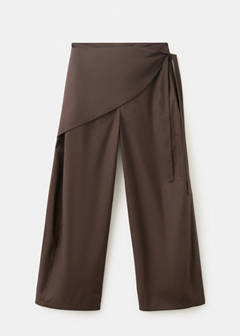 Straight-leg trousers with detachable scarf — Chocolate 5