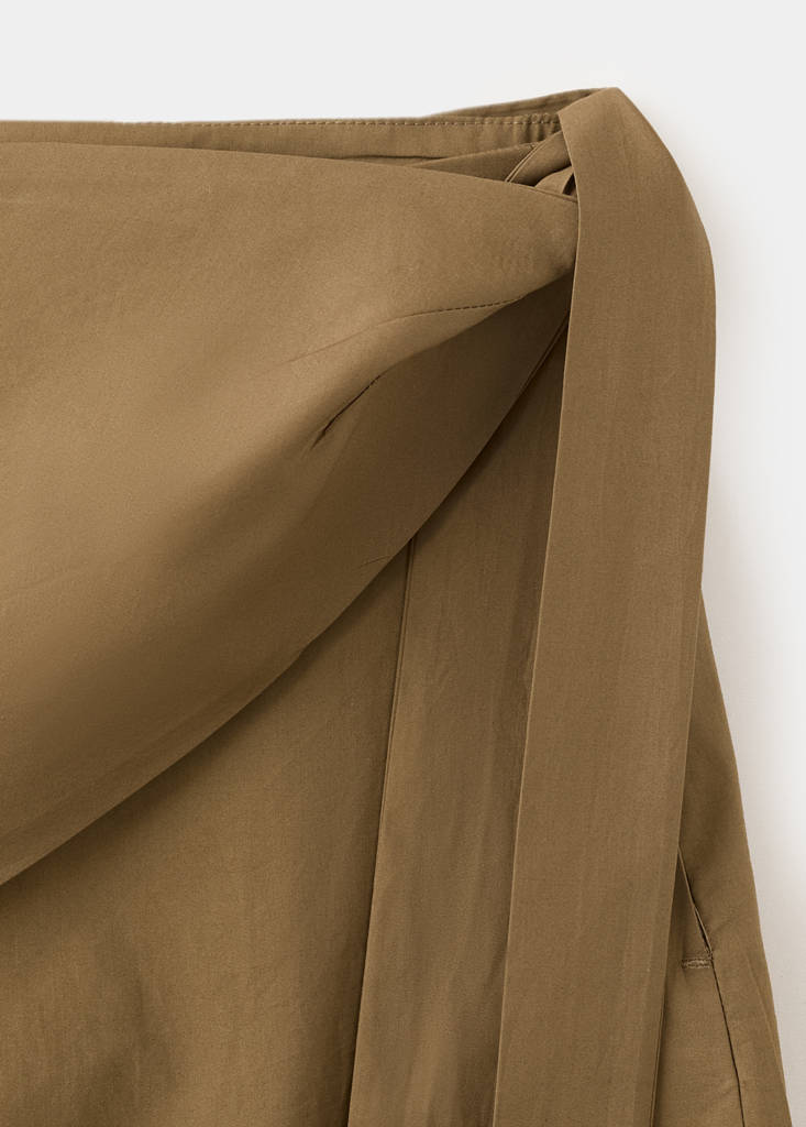 Straight-leg trousers with detachable scarf — Khaki