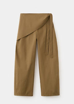 Straight-leg trousers with detachable scarf — Khaki 6