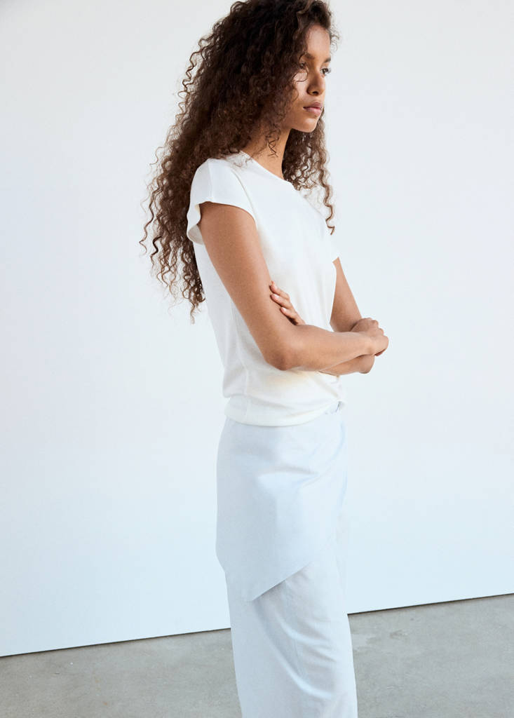 Straight pants with removable scarf