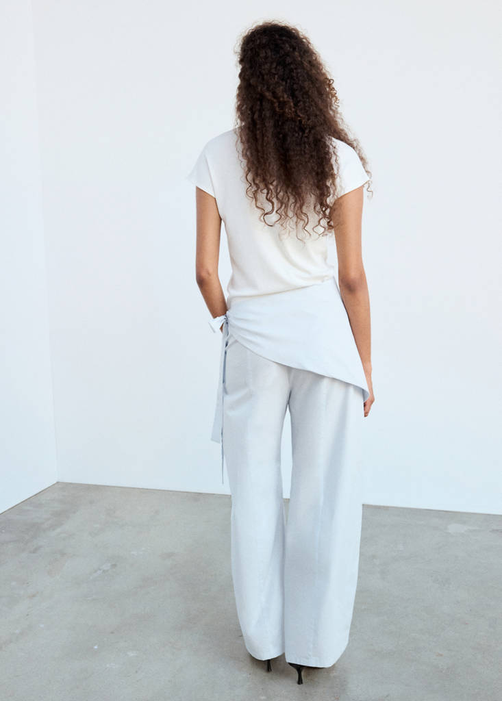 Straight-leg trousers with detachable scarf — Sky Blue