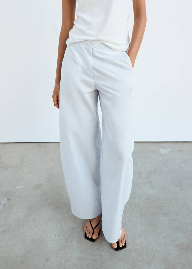 Straight-leg trousers with detachable scarf — Sky Blue