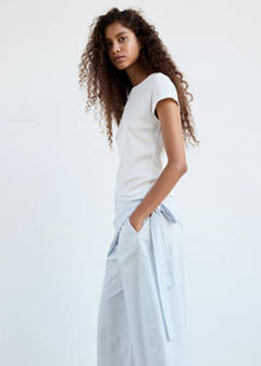 Straight-leg trousers with detachable scarf — Sky Blue 6