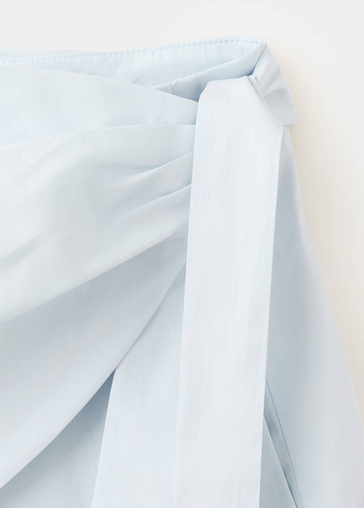 Straight-leg trousers with detachable scarf — Sky Blue