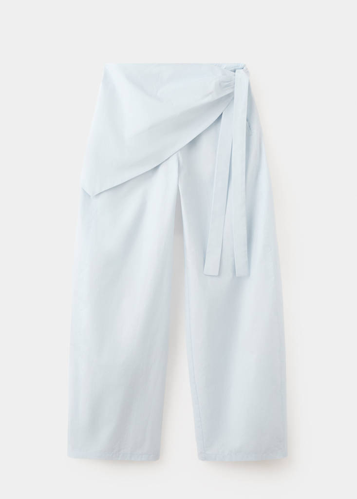 Straight-leg trousers with detachable scarf — Sky Blue