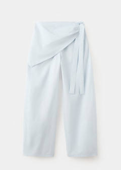 Straight-leg trousers with detachable scarf — Sky Blue 7